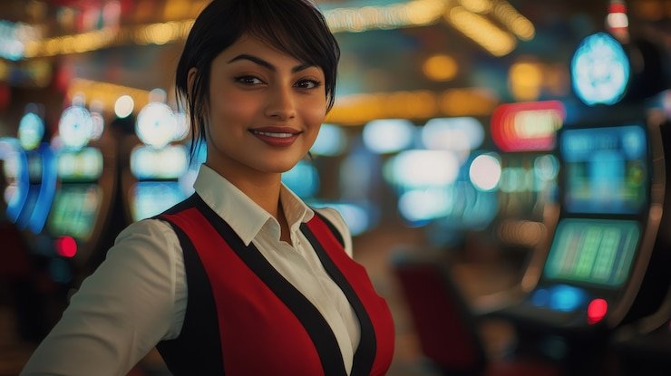 Casino Hold'em game interface showing dealer hand and community cards
